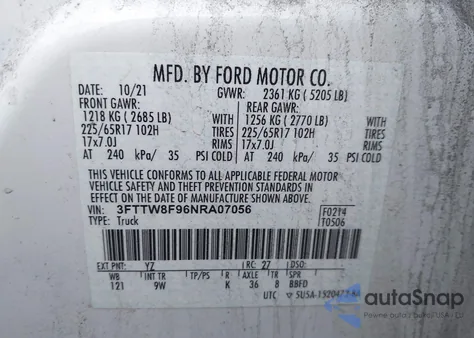 2022 Ford Maverick Xl from USA, damaged, VIN 3FTTW8F96NRA07056